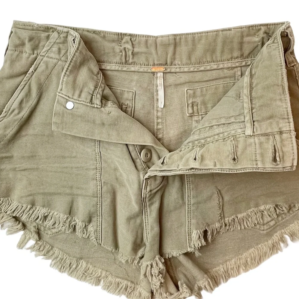 Free People High Rise Front Button Cut-Off Shorts with Unfinished Hem - Picture 7 of 10